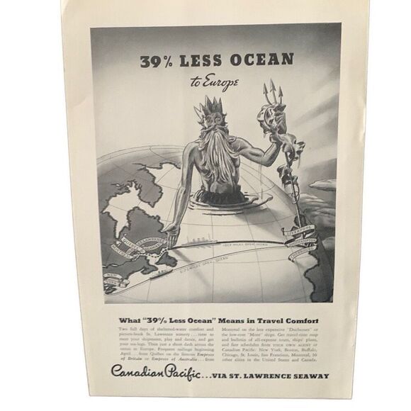 Vintage 1935 Canadian Pacific 39% Less Ocean Ad Advertisement - Picture 4 of 5